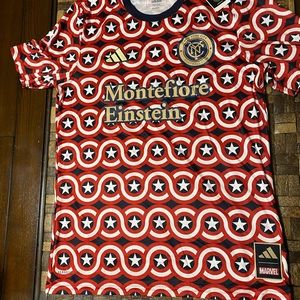 Adidas MLS New York City FC Marvel Captain America 2023 Jersey Size M